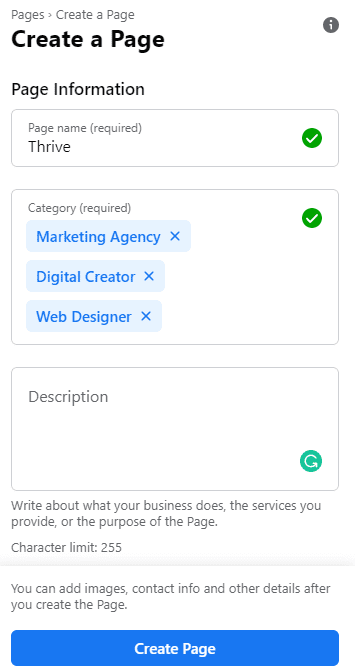 Filling the form