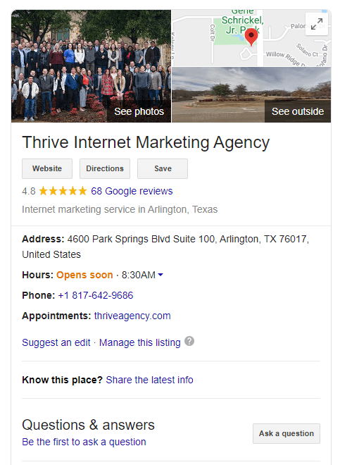 Thrive Google My Business Profile